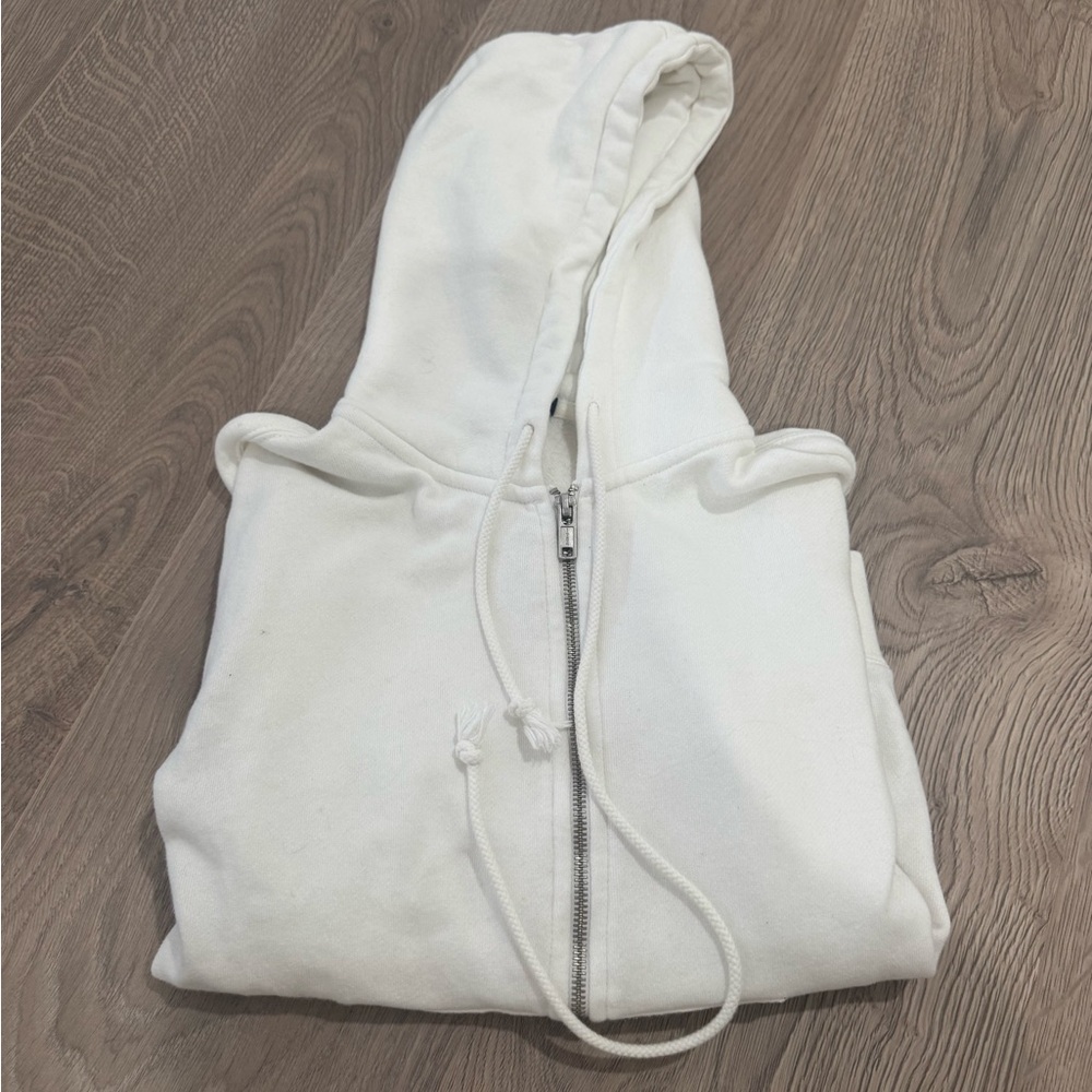 Brandy Melville White Zip-Up Hoodie